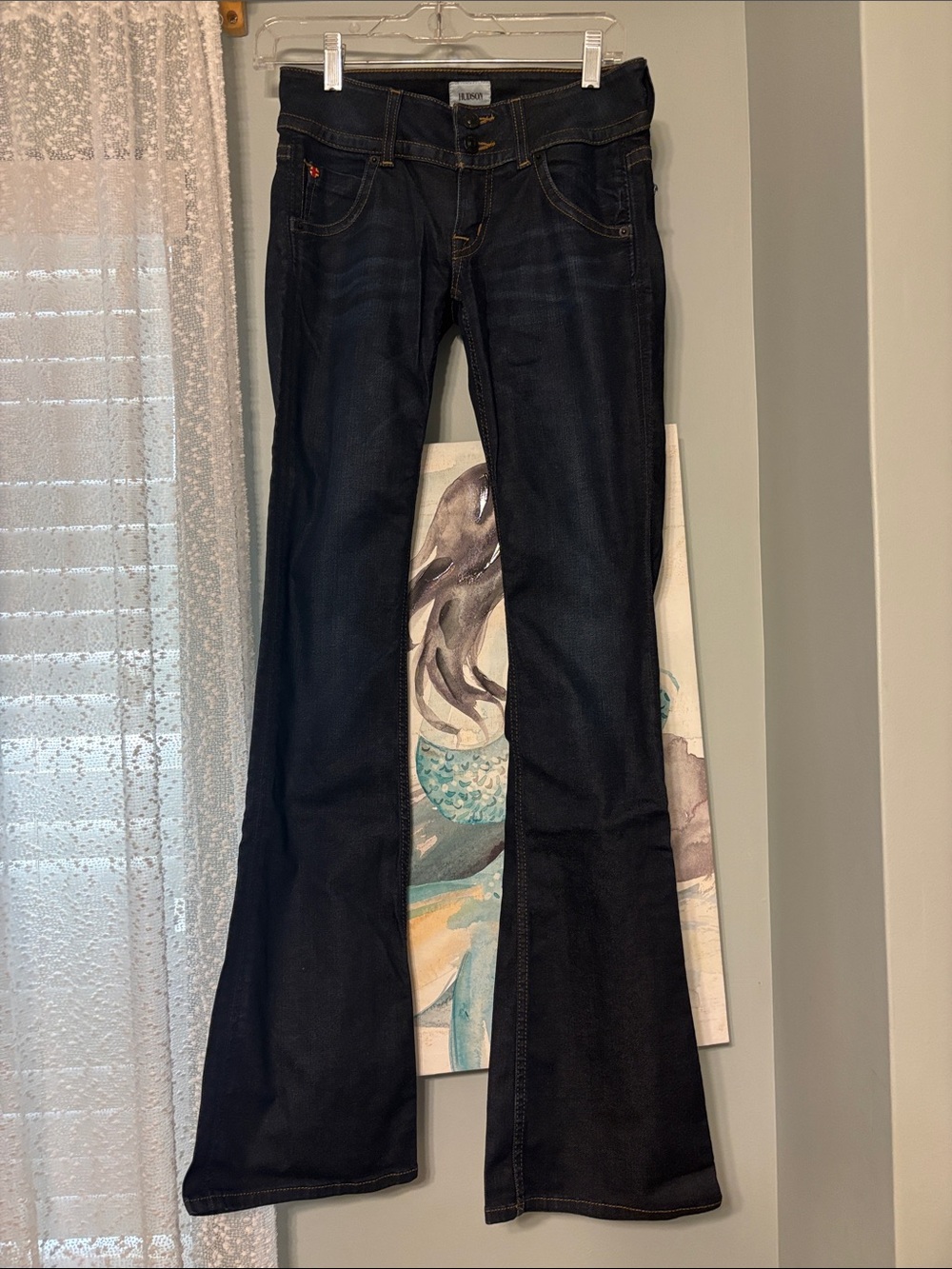 Hudson Jeans Dark Indigo Wide Leg Flare Jeans